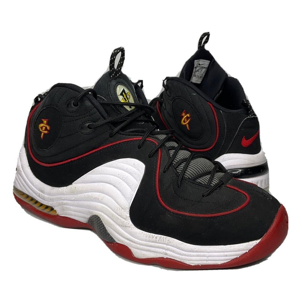 Nike Air Penny 2 Basketball Shoes Mens 12 Miami Heat Black University Red 333886